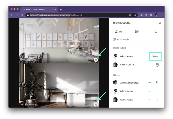 You can lower hands from Google Meet call participants