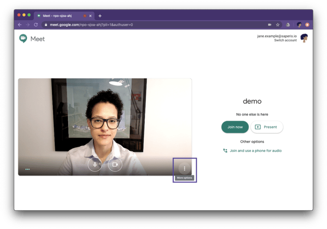Google Meet - More options