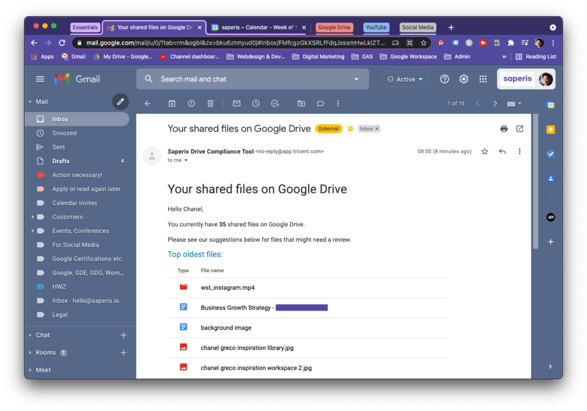 Gmail message Tricent Compliance Tool send