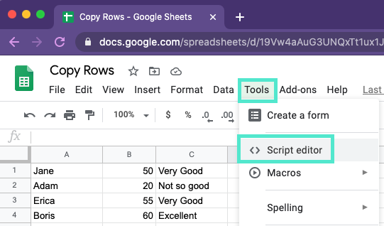 Copy a Row with Google Apps Script