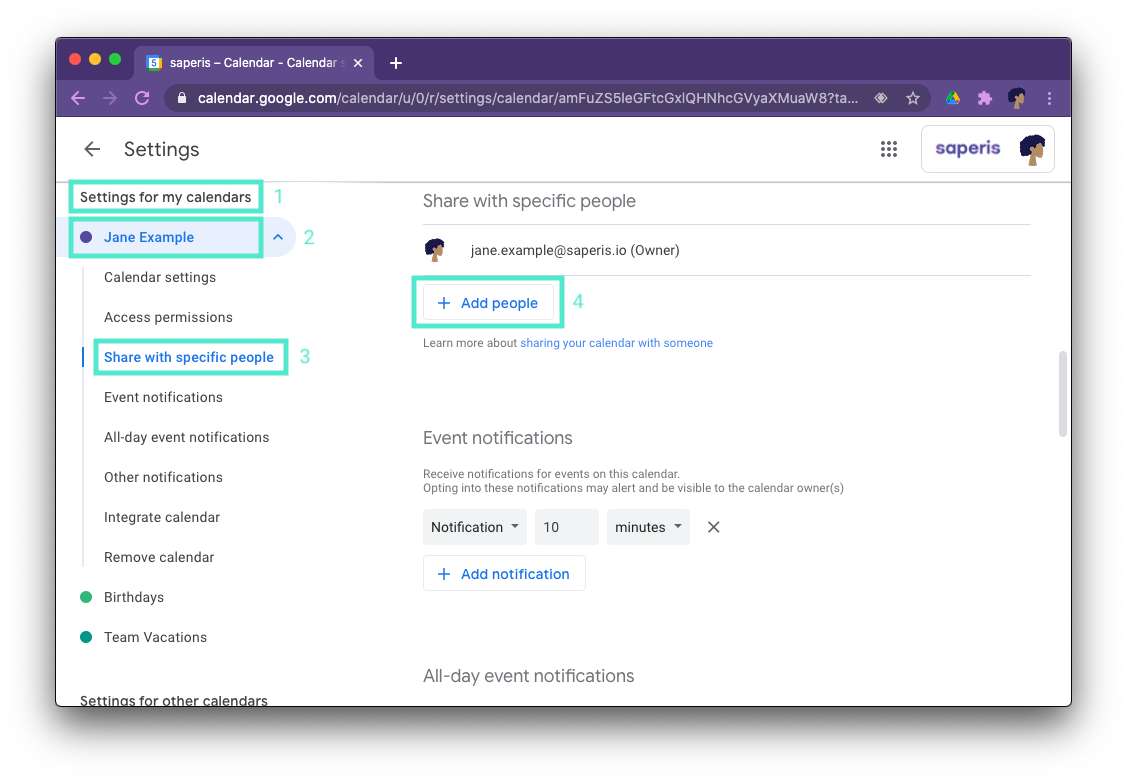 How to Share Google Calendar with Others [4 Options] » saperis